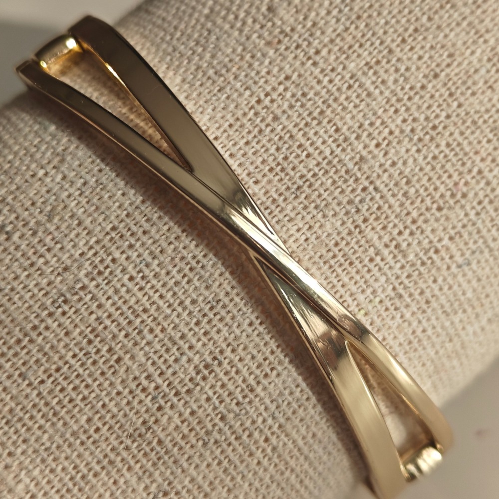Anne Klein Gold Tone Crossover X Bangle Bracelet Cuff Hinged New  Metallic